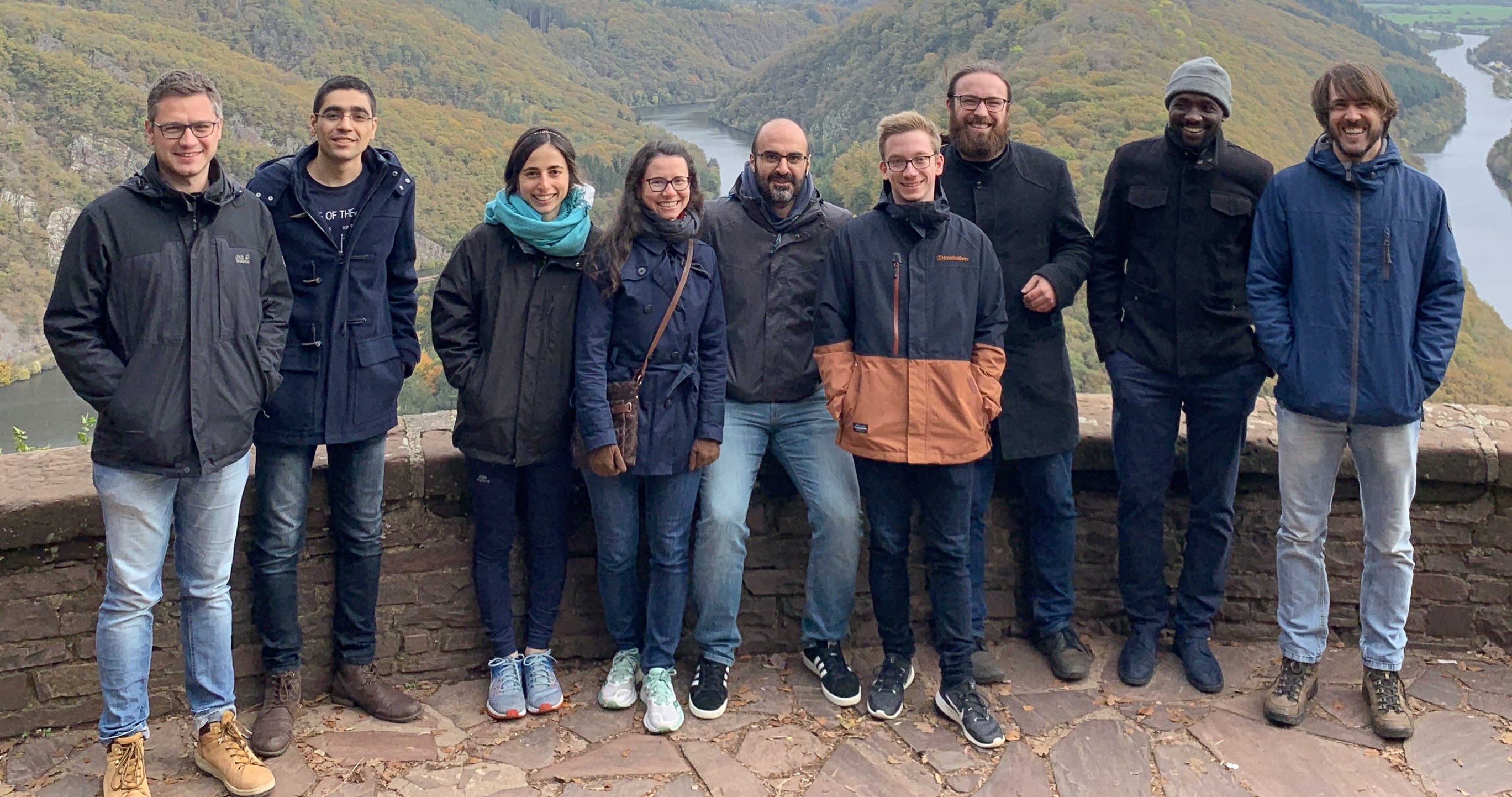 Group photo with the CISPA web security team at Saarschleife, Germany.